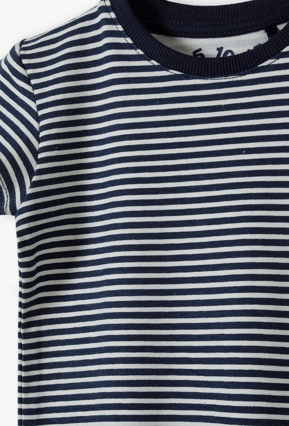 Body z krótkim rękawem - granatowo-białe paski - 5.10.15.