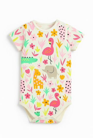 Body niemowlęce z krótkim rękawem i kolorowym wzorem