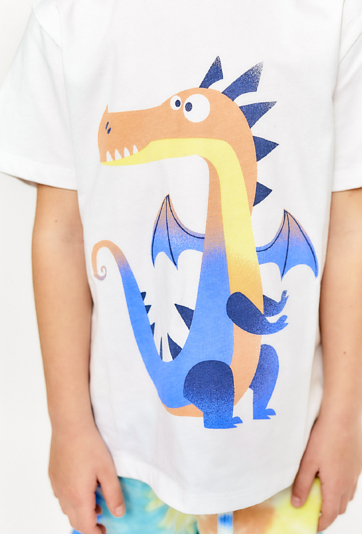 T-shirt chłopięcy biały ze smokiem - 5.10.15.