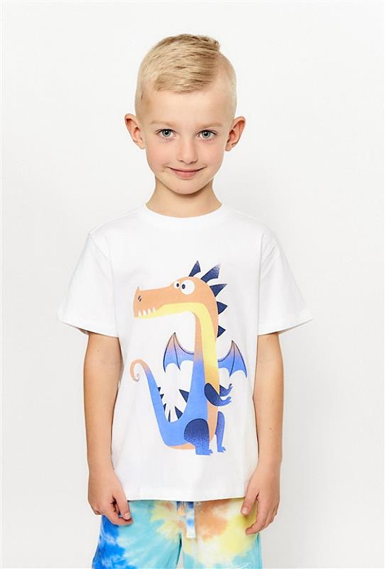 T-shirt chłopięcy biały ze smokiem - 5.10.15.