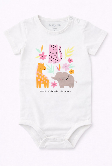 Body dziewczęce z krótkim rękawem i nadrukiem