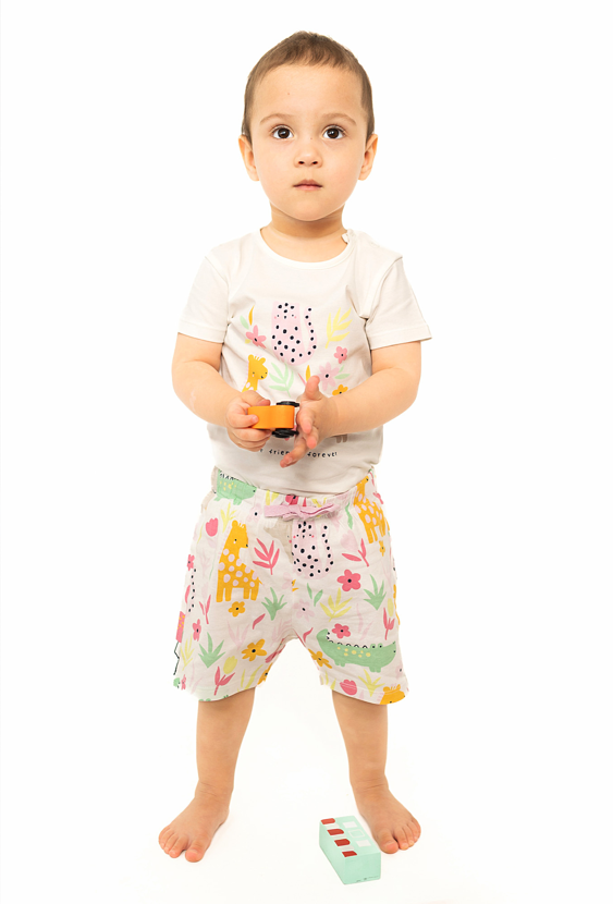 Body dziewczęce z krótkim rękawem i nadrukiem