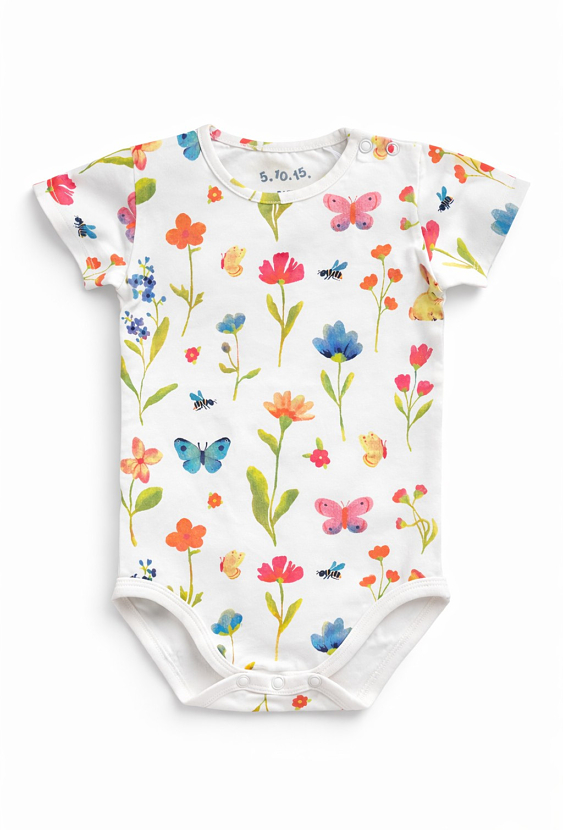 Body niemowlęce w kwiatki z krótkim rękawem