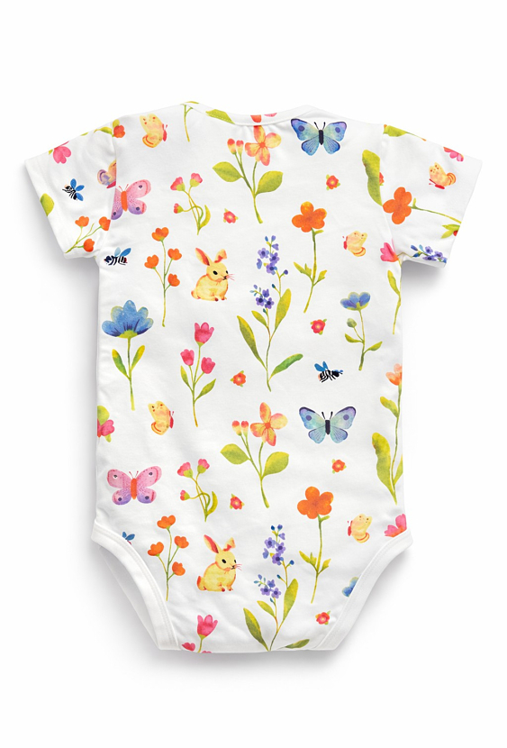 Body niemowlęce w kwiatki z krótkim rękawem