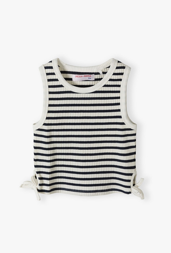 Koszulka bez rękawów w biało-czarne pasy