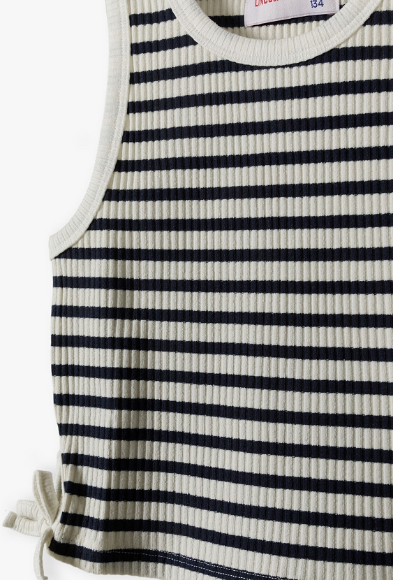 Koszulka bez rękawów w biało-czarne pasy