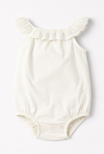 Białe body niemowlęce z falbanką dla dziewczynki