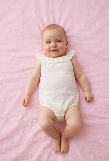 Białe body niemowlęce z falbanką dla dziewczynki