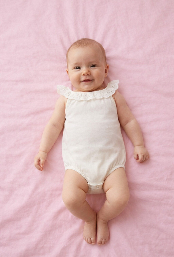 Białe body niemowlęce z falbanką dla dziewczynki