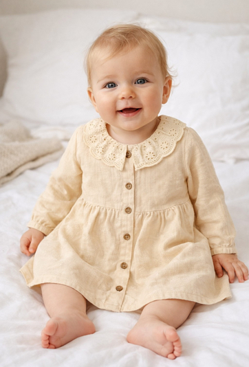 Sukienka niemowlęca dziewczęca z długim rękawem z haftem