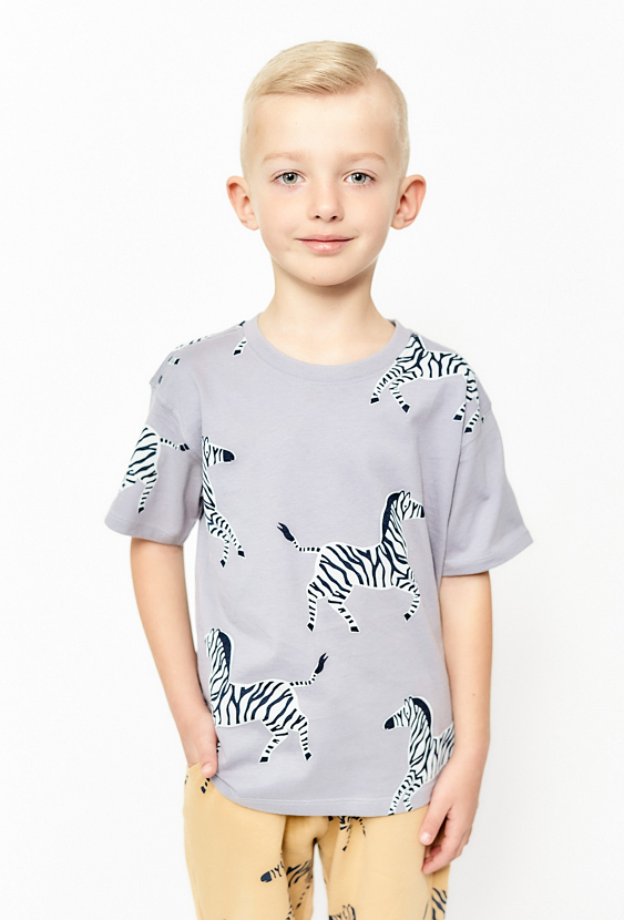 T-shirt chłopięcy z nadrukiem zebr