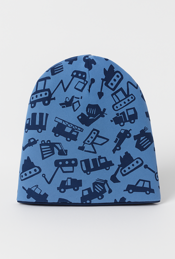 Cienka czapka chłopięca z motywem pojazdów