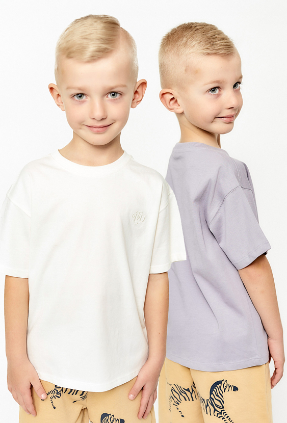 2-pak chłopięcych t-shirtów - biały i szary