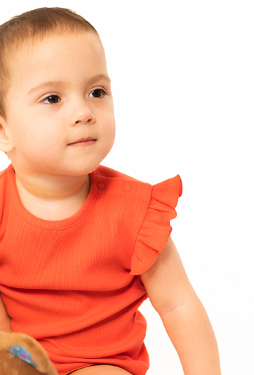 Dziewczęce body na lato - czerwone w prążki