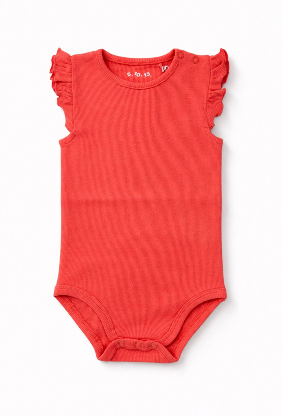 Dziewczęce body na lato - czerwone w prążki