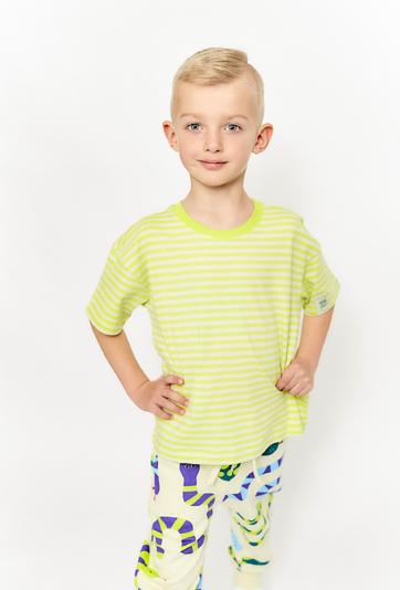 Chłopięcy t-shirt w jasnozielone paski