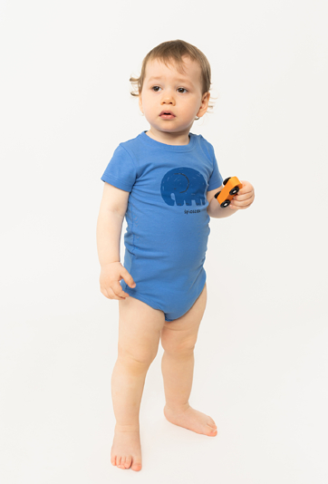 Body z krótkim rękawem - niebieskie ze słonikiem