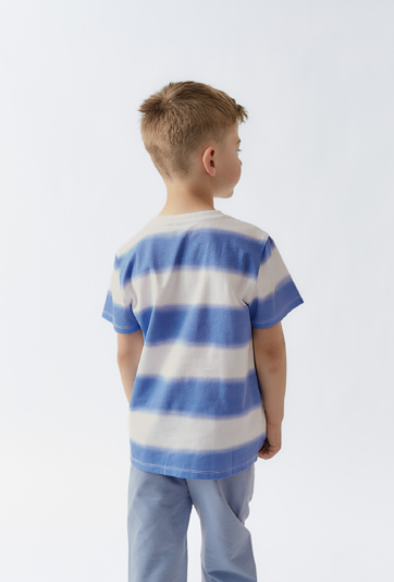 Bawełniany t-shirt chłopięcy w niebieskie paski