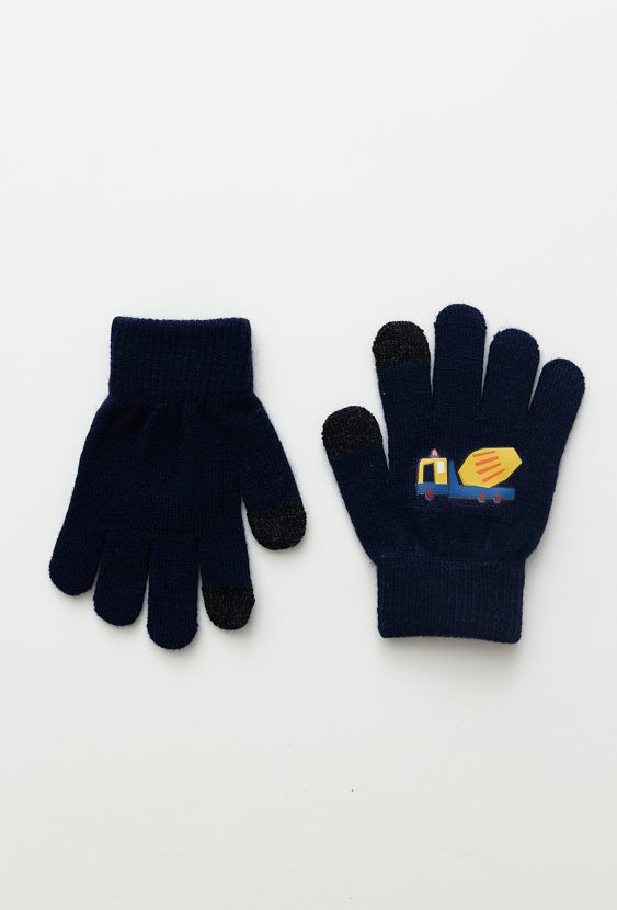 Granatowe rękawiczki dziecięce z nadrukiem