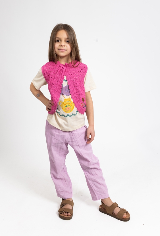 Kamizelka dziewczęca wiązana z haftem