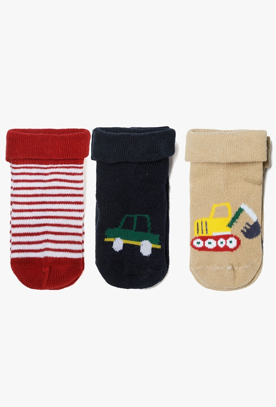 Skarpety antypoślizgowe niemowlęce w auta - 3pak - 5.10.15.