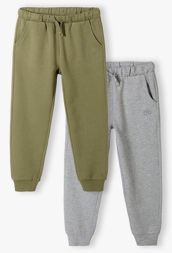 2pak spodni dresowych dla chłopca - szare i khaki