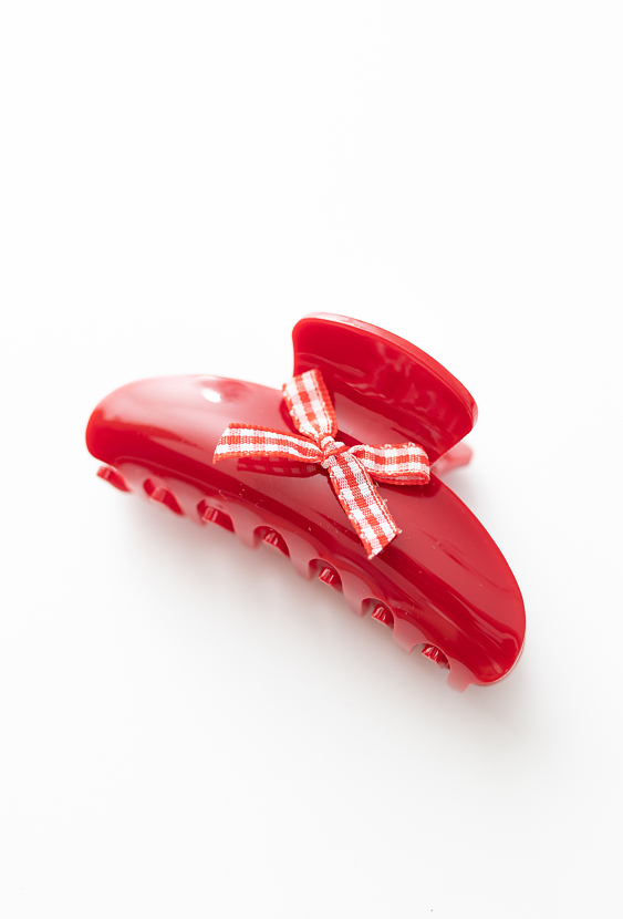Czerwona spinka do włosów z kokardką dla dziewczynki