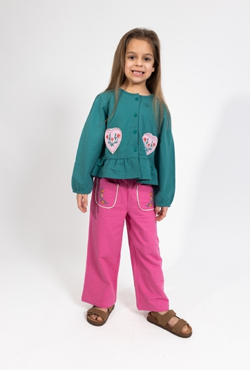 Różowe spodnie wide leg dla dziewczynki