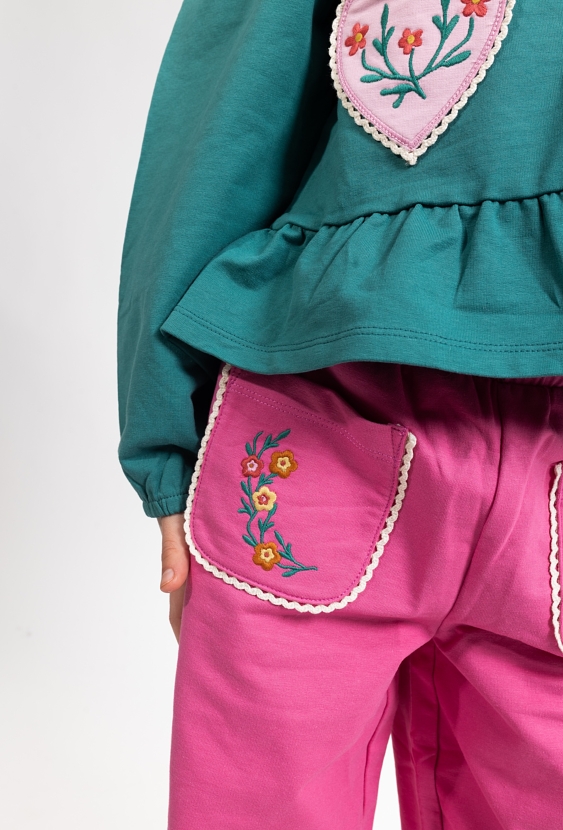 Różowe spodnie wide leg dla dziewczynki