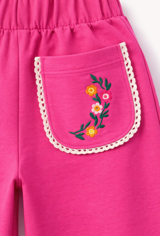 Różowe spodnie wide leg dla dziewczynki