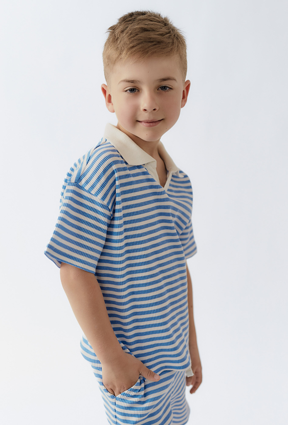 Koszulka polo w niebieskie paski