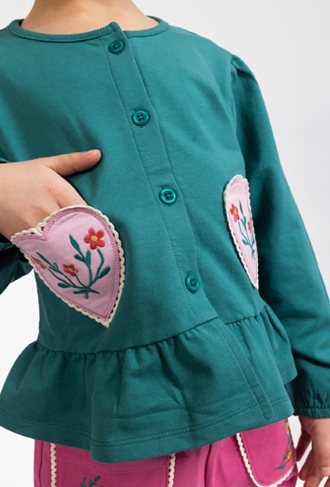 Bluza rozpinana na guziczki z serduszkami