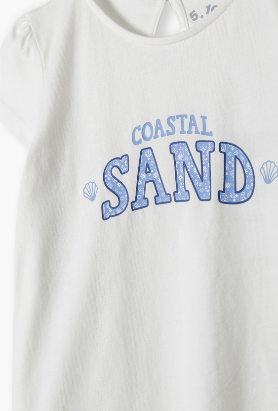 T-shirt dziewczęcy „Coastal Sand” – z bufiastymi rękawami