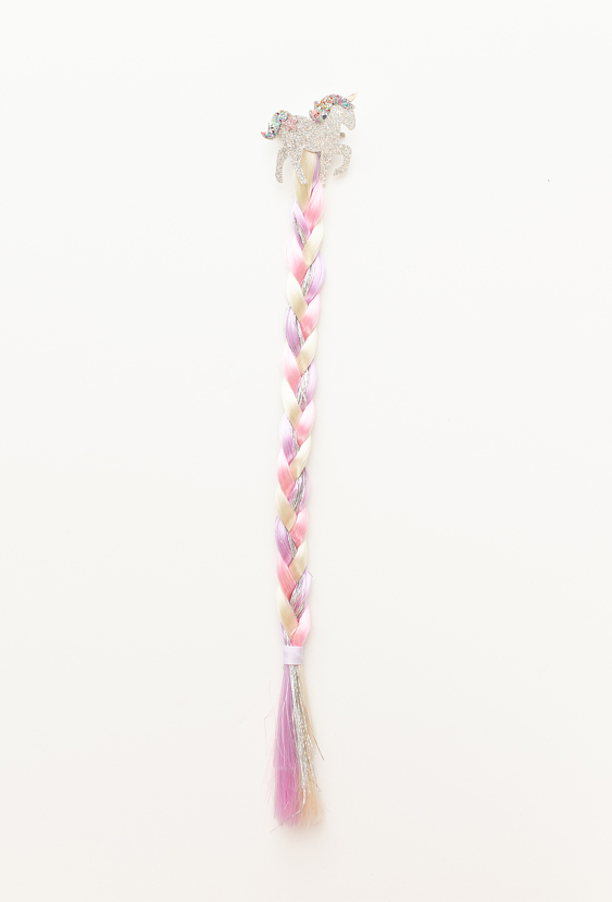 Spinka do włosów z jednorożcem i kolorowym warkoczem