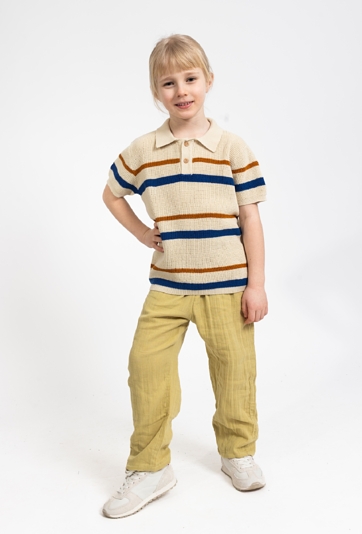 Sweter polo dla chłopca - kontrastowe pasy