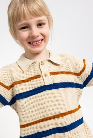 Sweter polo dla chłopca - kontrastowe pasy