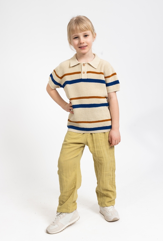 Sweter polo dla chłopca - kontrastowe pasy
