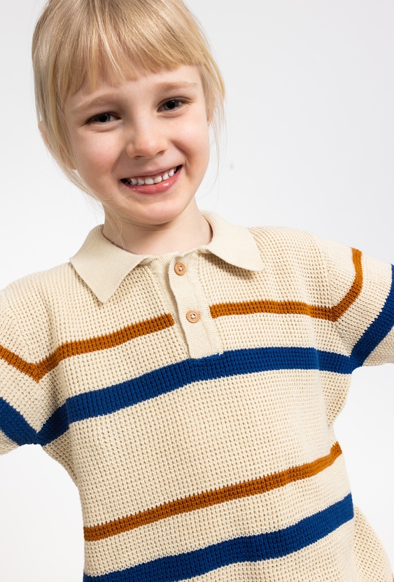Sweter polo dla chłopca - kontrastowe pasy