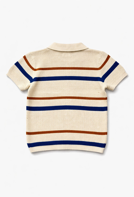 Sweter polo dla chłopca - kontrastowe pasy