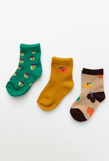 Skarpetki chłopięce 3-pak z jesiennymi wzorami