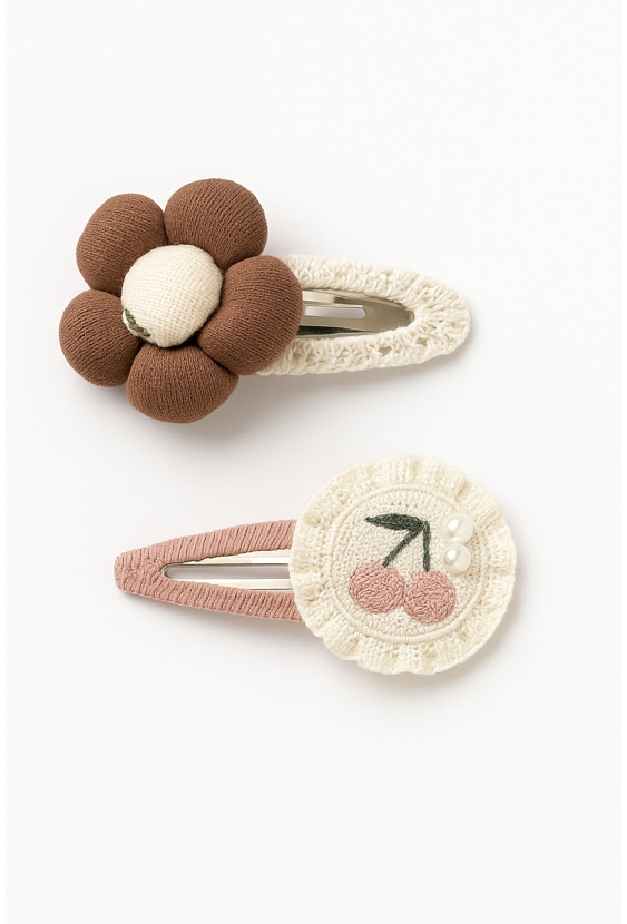 Spinki do włosów – zestaw 2 szt. kwiatek + wisienki