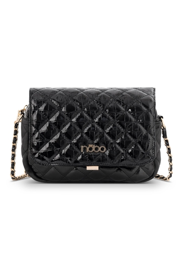 Czarna pikowana listonoszka NOBO z klapką i łańcuszkiem