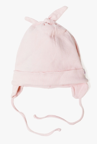 Cienka dzianinowa czapka dla dziewczynki - różowa