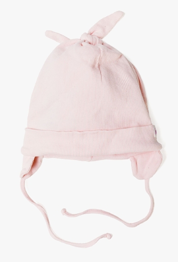Cienka dzianinowa czapka dla dziewczynki - różowa