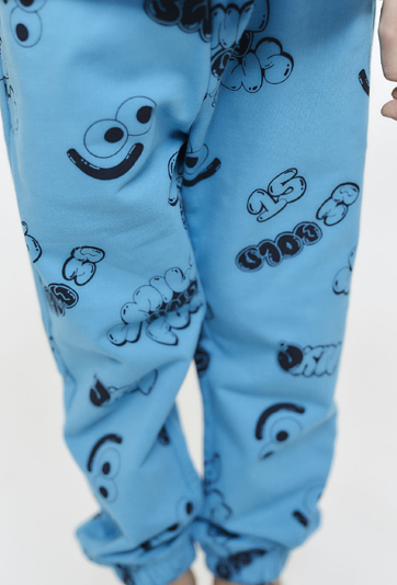 Spodnie dresowe z nadrukiem - niebieskie