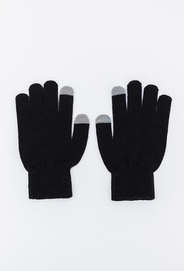 Czarne rękawiczki - szare końcówki palców