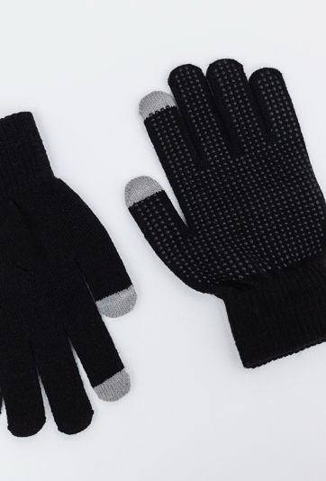 Czarne rękawiczki - szare końcówki palców