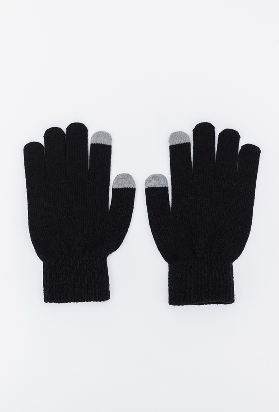 Czarne rękawiczki - szare końcówki palców