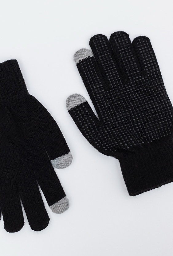 Czarne rękawiczki - szare końcówki palców