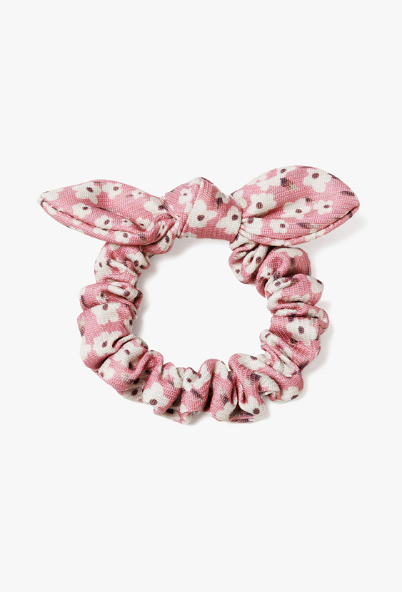 Gumka do włosówz kokardką i kwiatowym wzorem